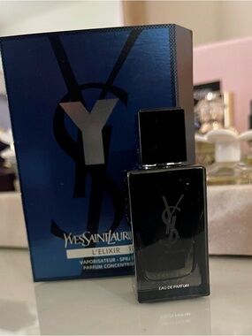 Yves Saint Laurent Black and Navy L'Elixir Eau de Parfum Bottle